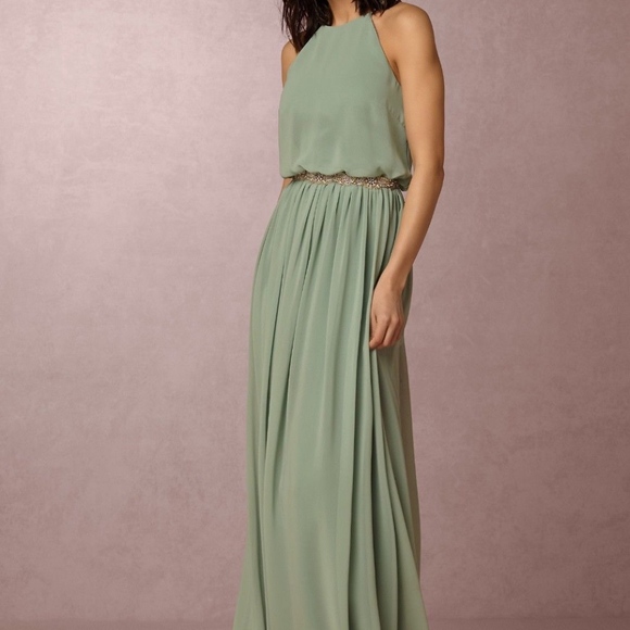 Donna Morgan Dresses & Skirts - Sea Glass Green Alana Dress | BHLDN Chiffon Maxi